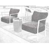 Fabric armchair with armrests Leezdorf