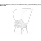 Fabric upholstered armchair with high backrest Lena