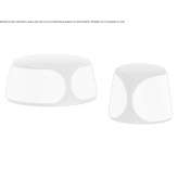 Upholstered in round fabric and leather pouffe Coteana