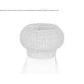 A low, round wicker coffee table Runding