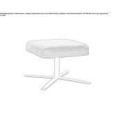 Fabric footstool with 4-arm metal base Basecles