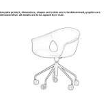 Krzesło skórzane z 5-ramienną podstawą na kółkach Burlats