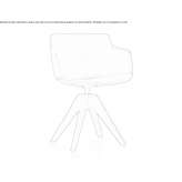 Swivel leather trestle chair with armrests Gambier