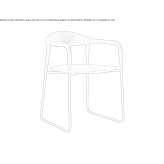 A metal chair with a sleigh base and solid ash with armrests Vrani