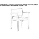 Upholstered oak chair with armrests and integrated cushion Mioglia