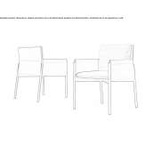 Chair with armrests upholstered in leather and fabric Vils