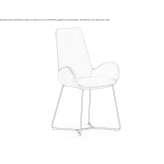 A chair upholstered in fabric with armrests on a sled base Cancuc