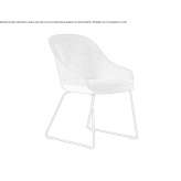 A chair upholstered in fabric with armrests on a sled base Nordheim