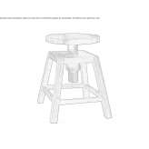Low stool made of solid wood, height adjustable Poels
