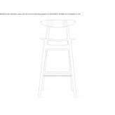 High beech stool with footrest Olen
