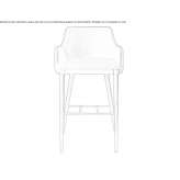 High leather stool with backrest and footrest Corella