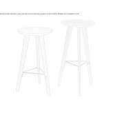 High stool made of solid wood Rondos