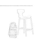 High leather stool with footrest Burlats