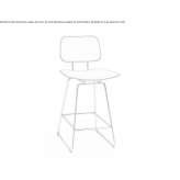 Tall stool in tanned leather with backrest Witham