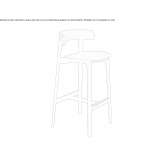 High wooden stool with backrest and footrest Ipameri