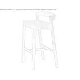 Tall ash stool with integrated cushion Zuyevka