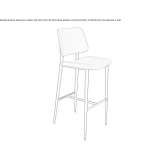 High stool upholstered in fabric with backrest Tamala