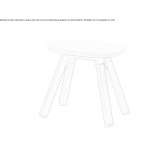 Low oak stool with painted steel base Sandia