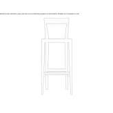 High beech stool with footrest Cervino