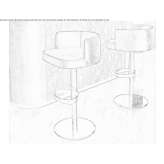Swivel leather stool with footrest Corongo