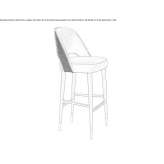 High, fabric stool with backrest Bessude