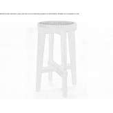 Teak and cane stool with footrest Cunha