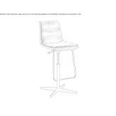 Leather stool with height adjustment and 4-star base Bihorel