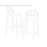 High polypropylene stool with backrest Buros