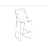 High sleigh stool with backrest Tasca
