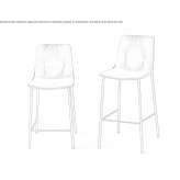High leather stool with backrest Evran