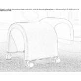 A low stool upholstered with fabric on wheels Cicevac