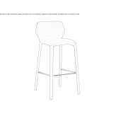 High leather stool with footrest Doubs