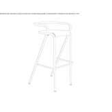 High metal stool with backrest Tarata