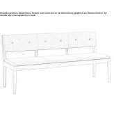 The bench seats are upholstered with fabric Ahuille