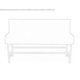 High fabric bench with fire-resistant padding and backrest Barroman