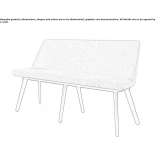 Bench with backrest upholstered in fabric Avegno