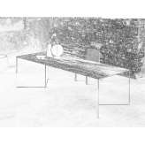 Rectangular dining table made of marble and glass Loculi