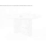 Dining table with wooden top and travertine base Nipomo