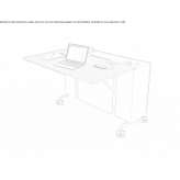 Rectangular wooden desk on wheels Higuera
