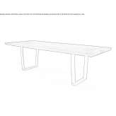 Rectangular dining table with a solid wood top and iron base Alcamo