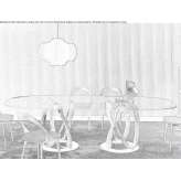 Oval table made of solid wood and crystal top Acos