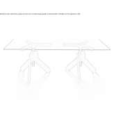 Rectangular table made of wood and glass Croix