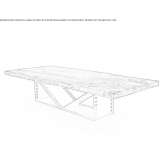 Rectangular table with solid Kauri wood top and iron base Millery