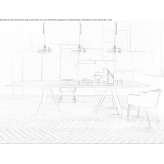 Rectangular wooden table with a metal base Chars