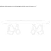 Oval glass table and walnut base Kamiah