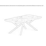 Extendable rectangular table made of marble glass Bonn