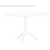 Square solid wood table with 3-spoke base Adliswil