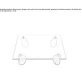 Square coffee table made of float glass on wheels Lascano