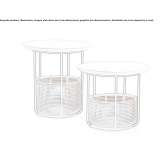 Round coffee table with an oak top and a rattan basket Alloza