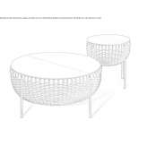 Round tanned leather coffee table with storage space Azagra